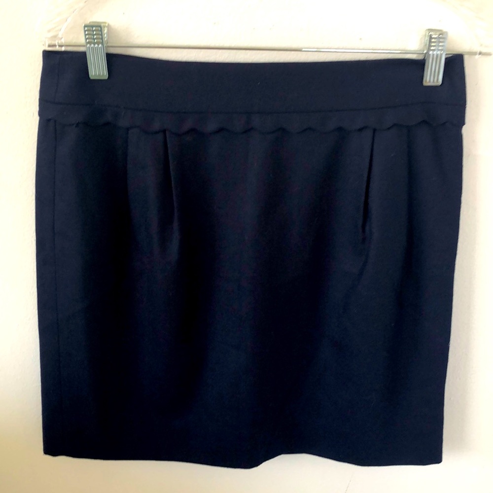 J.‎ Crew Navy Wool Mini Skirt Scallop Detail Sz 4 - NWT